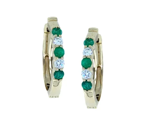 BOUCLES HUGGIES EN OR SERTIES DE DIAMANTS DE LABORATOIRE ET DE PIERRES DE COULEURS DE LABORATOIRE