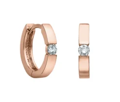 BOUCLES HUGGIES EN OR SERTIES DE DIAMANTS