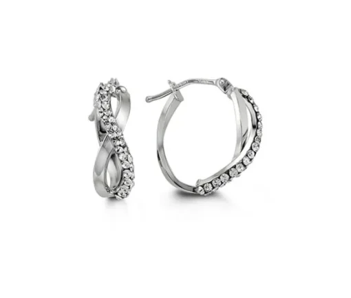 BOUCLES HUGGIES INFINI EN OR BLANC SERTIES DE CUBIQUES ZIRCONIAS