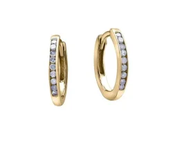 BOUCLES HUGGIES 10K 18=0,10 DIAMANTS