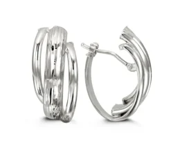 BOUCLES HUGGIES 10K BLANC 3 RANGS