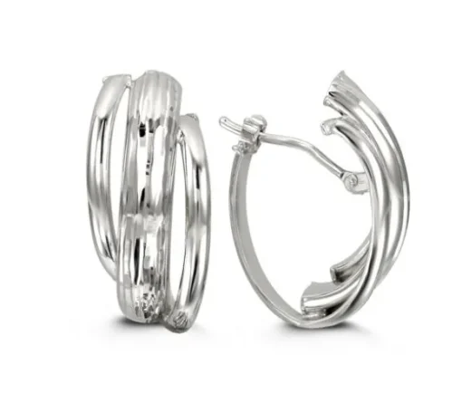 BOUCLES HUGGIES 10K BLANC 3 RANGS
