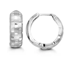 BOUCLES HUGGIES 10K BLANC 5.3MM 15.6MM