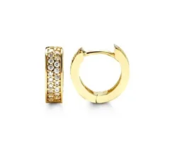 BOUCLES HUGGIES 10K CZ 2.5MM 9.8MM