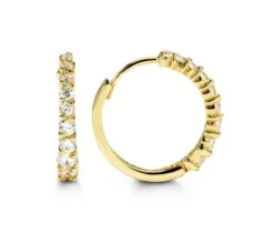 BOUCLES HUGGIES 10K CZ 2.4MM 15.8MM