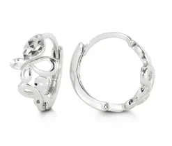 BOUCLES HUGGIES PAPILLON EN OR BLANC TAILLÉE DIAMANT