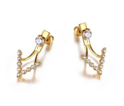 BOUCLES JACKET EN ARGENT RHODIÉ/PVD OR SERTIES DE CUBIQUES ZIRCONIAS