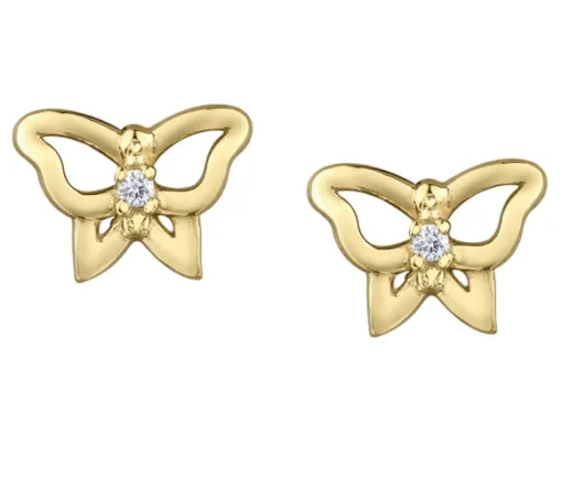 BOUCLES PAPILLON AJOURÉ EN OR SERTIES DE DIAMANTS