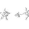 BOUCLES ÉTOILE DE MER EN ARGENT RHODIÉ SERTIES DE CUBIQUES ZIRCONIAS