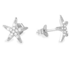 BOUCLES ÉTOILE DE MER EN ARGENT RHODIÉ SERTIES DE CUBIQUES ZIRCONIAS