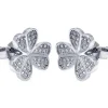 BOUCLES TRÈFLE EN ARGENT RHODIÉ SERTIES DE CUBIQUES ZIRCONIAS