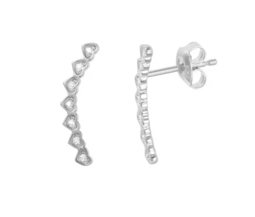 BOUCLES VOLÉE DE COEURS EN ARGENT RHODIÉ SERTIES DE CUBIQUES ZIRCONIAS