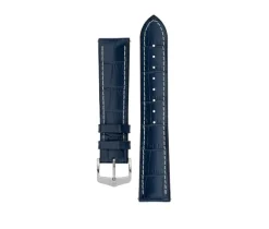 BRA. HIRSH CUIR NOIR CAOUT BLEU 22MM L
