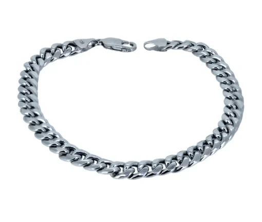 BRACELET À MAILLE GOURMETTE EN OR BLANC