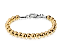 bracelet acier/pvd or bille 7mm 8.5po