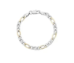 BRACELET ACIER/PVD OR FIGARO 7MM 7.5po