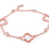 BRACELET AVEC TRÈFLES AJOURÉS EN ACIER SERTI DE CUBIQUES ZIRCONIAS