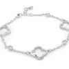 BRACELET AVEC TRÈFLES AJOURÉS EN ACIER SERTI DE CUBIQUES ZIRCONIAS
