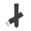 BRACELET DE MONTRE EN CUIR NOIR AVEC SURPIQÛRES DE COULEUR