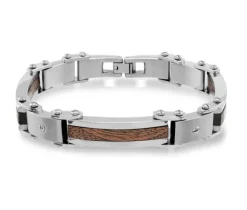 BRACELET EN ACIER ET BOIS