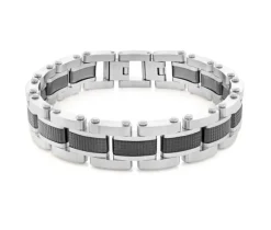 BRACELET EN ACIER/PVD NOIR 2 TONS