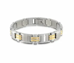 BRACELET EN ACIER/PVD OR 2 TONS BROSSÉ