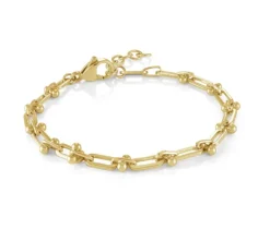 BRACELET EN ACIER/PVD OR À MAILLE EN U
