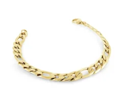 BRACELET EN ACIER/PVD OR À MAILLE FIGARO