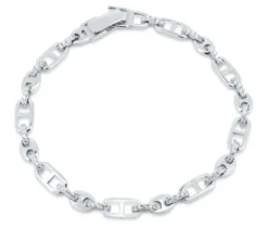 BRACELET EN ARGENT RHODIÉ À MAILLE MARINE ET GRAIN DE CAFÉ