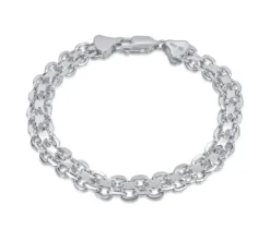 BRACELET EN ARGENT RHODIÉ À MAILLE DOUBLE