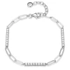 BRACELET EN ARGENT RHODIÉ PAPERCLIP ET BARRES SERTIES DE CUBIQUES ZIRCONIAS