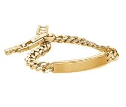BRACELET IDENTITÉ EN ACIER/PVD OR