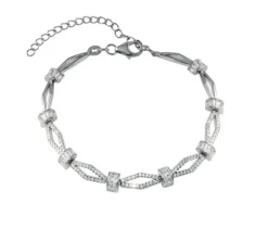 BRACELET LOSANGES EN ARGENT RHODIÉ SERTI DE CUBIQUES ZIRCONIAS