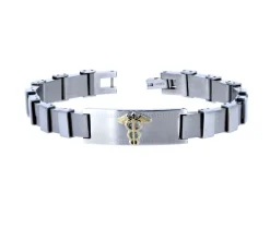 BRACELET MÉDICAL EN ACIER ET OR 10K