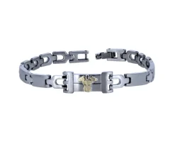 BRACELET MÉDICAL EN ACIER ET OR JAUNE