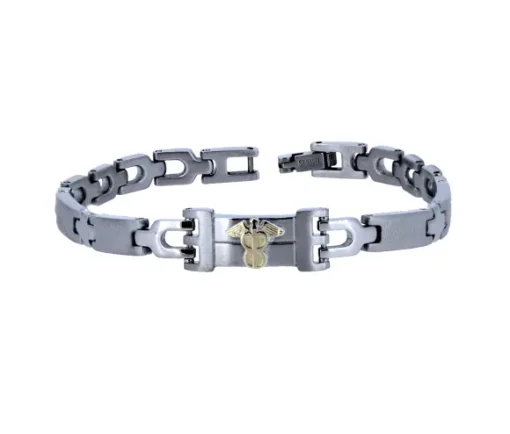 BRACELET MÉDICAL EN ACIER ET OR JAUNE