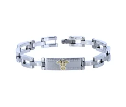 BRACELET MÉDICAL EN ACIER ET OR JAUNE