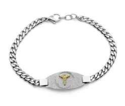 BRACELET MÉDICAL EN ACIER À MAILLE GOURMETTE