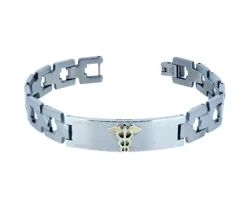 BRACELET MÉDICAL EN ACIER ET OR 10K