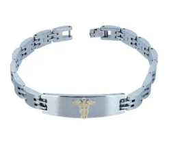 BRACELET MÉDICAL EN ACIER ET OR JAUNE