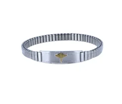 BRACELET MÉDICAL EN ACIER ET OR 10K EXTENSIBLE