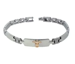 BRACELET MÉDICAL EN ACIER ET OR 10K À MOTIF VERSACE