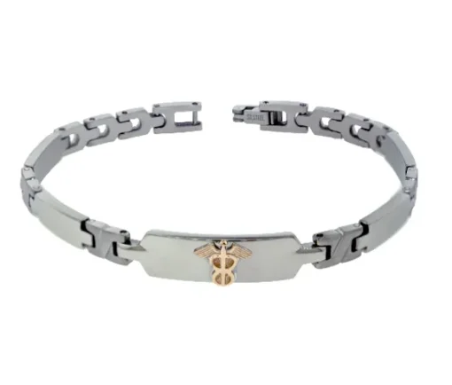 BRACELET MÉDICAL EN ACIER ET OR 10K À MOTIF VERSACE