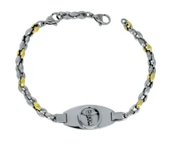 BRACELET MÉDICAL EN ACIER/PVD OR 2 TONS