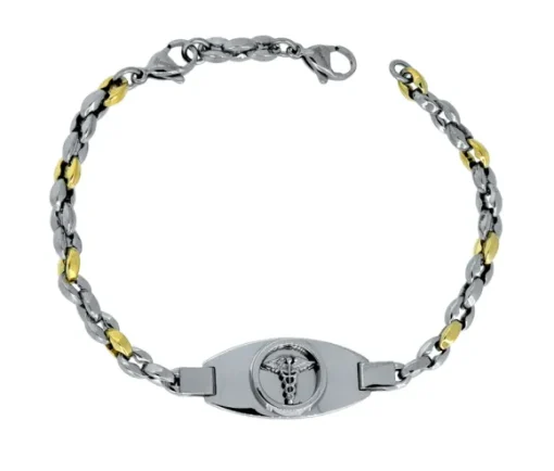 BRACELET MÉDICAL EN ACIER/PVD OR 2 TONS
