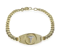 BRACELET MÉDICAL EN ACIER/PVD OR TAILLÉ DIAMANT