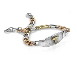 BRACELET MÉDICAL EN ACIER/PVD OR 2 TONS