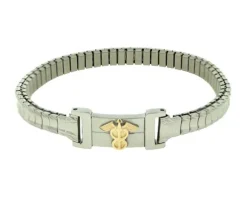 BRACELET MEDICAL EN ACIER ET OR JAUNE EXTENSIBLE