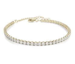 BRACELET TENNIS EN ACIER/PVD OR SERTI DE CUBIQUES ZIRCONIAS