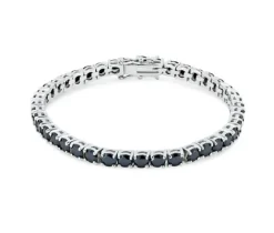 BRACELET TENNIS EN ARGENT RHODIÉ SERTI DpiONYX